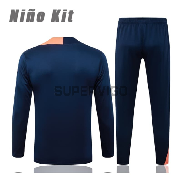 Sudadera De Entrenamiento Barcelona 2025/2026 Niño Kit Azul Marino/Naranja