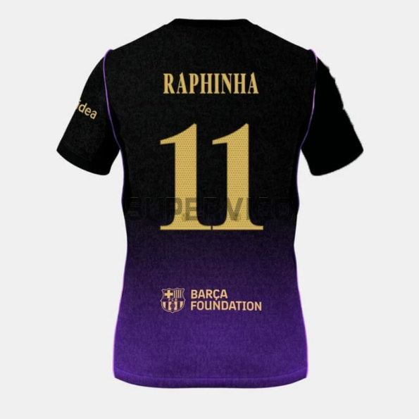 Camiseta RAPHINHA 11 Barcelona Segunda Equipación 2026/2027 Negro/Morado UCL