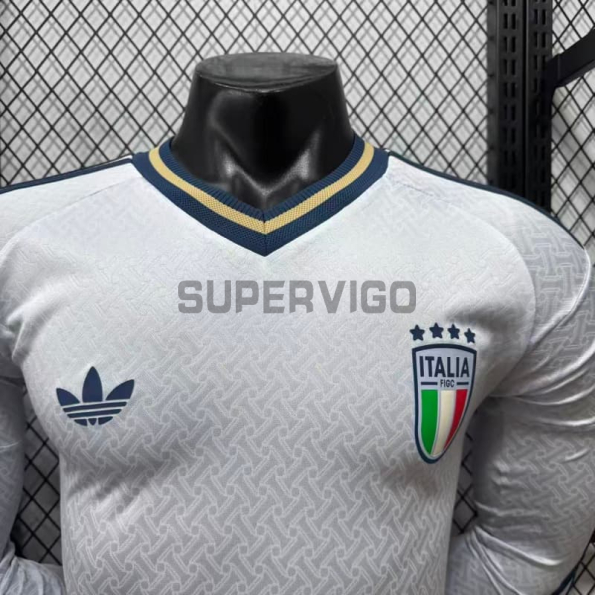 Camiseta Italia Segunda Equipación Mundial 2026 ML Blanco (EDICIÓN JUGADOR)