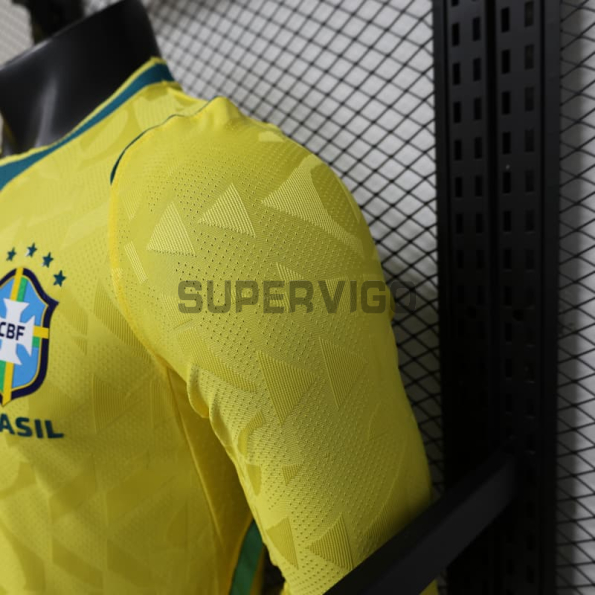 Camiseta Brasil Primera Equipación Mundial 2026 ML Amarillo (EDICIÓN JUGADOR)