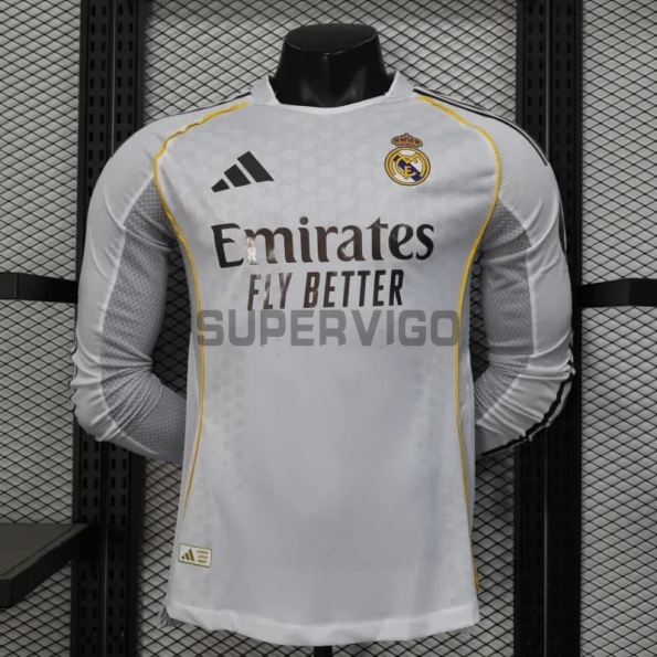 Camiseta Real Madrid Primera Equipación 2025/2026 ML Blanco (EDICIÓN JUGADOR)