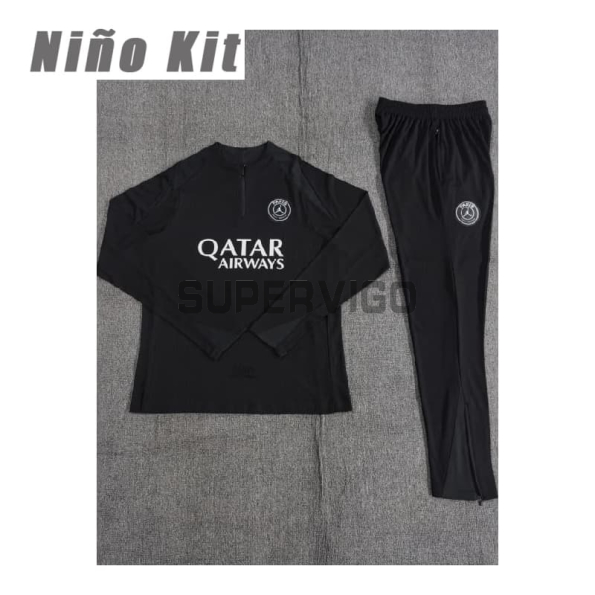 Sudadera De Entrenamiento PSG 2025/2026 Niño Kit Negro/Blanco (EDICIÓN JUGADOR)