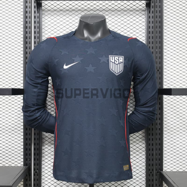 Camiseta EE.UU Segunda Equipación Mundial 2026 ML Negro Obsidiana (EDICIÓN JUGADOR)