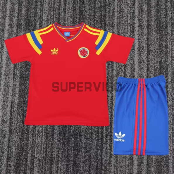 Camiseta Colombia Segunda Equipación Retro 1990 Rojo Niño Kit