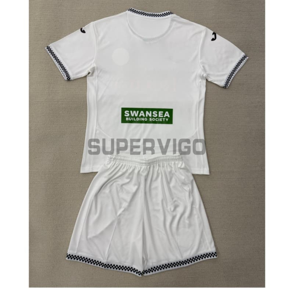 Camiseta Swansea City Primera Equipación 2025/2026 Blanco Niño Kit