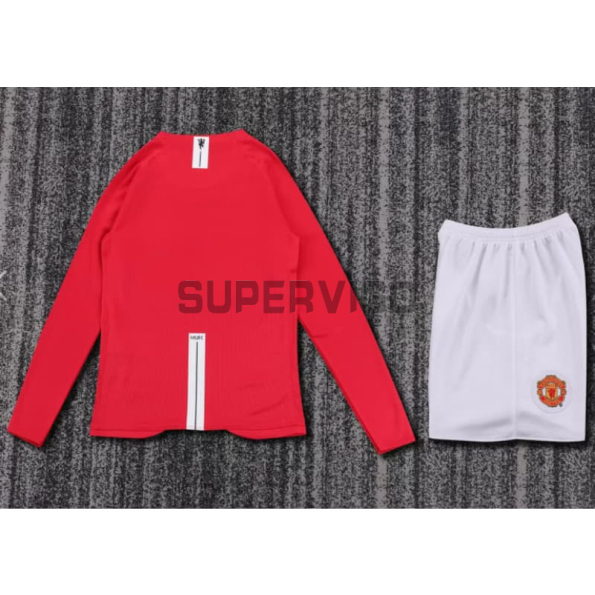 Camiseta Manchester United Primera Equipación Retro 2007/08 ML Rojo Niño Kit