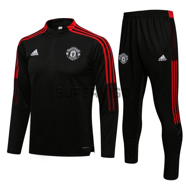 Sudadera de Entrenamiento Manchester United 2021/2022 Kit Negro/Rojo