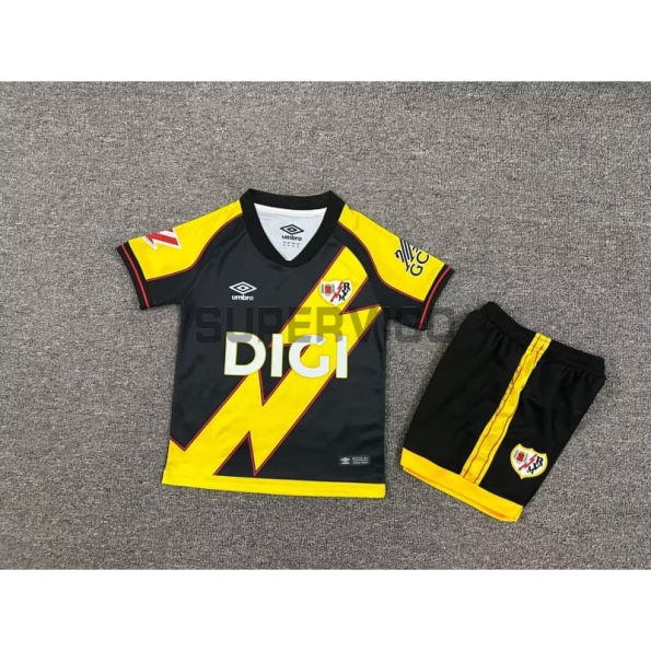 Camiseta Rayo Vallecano Tercera Equipación 2025/2026 Amarillo/Negro Niño Kit con Parche La Liga