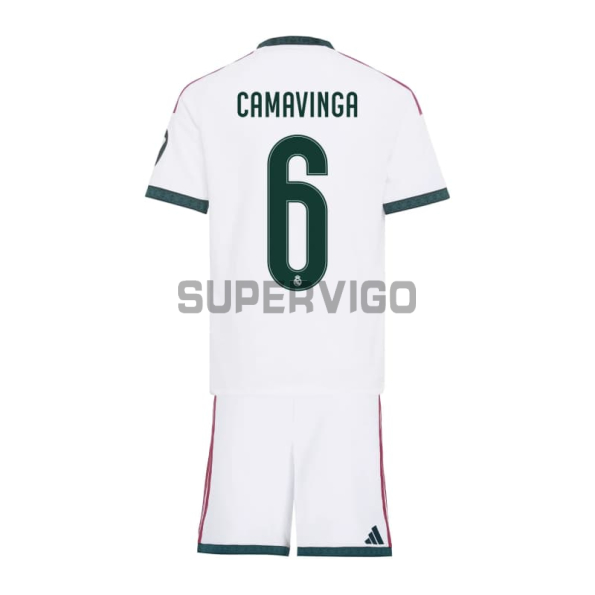 Camiseta CAMAVINGA 6 Real Madrid Primera Equipación 2026/2027 Blanco Niño Kit con Parche HP