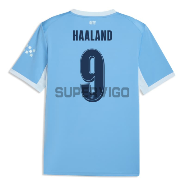 Camiseta HAALAND 9 Manchester City Primera Equipación 2026/2027 Azul/Blanco UCL