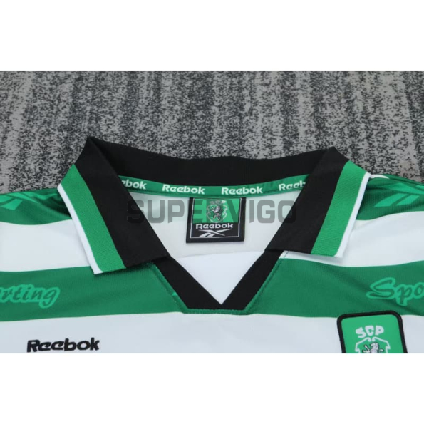 Camiseta Sporting Lisboa Primera Equipación Retro 1999/00 Verde/Blanco Niño Kit