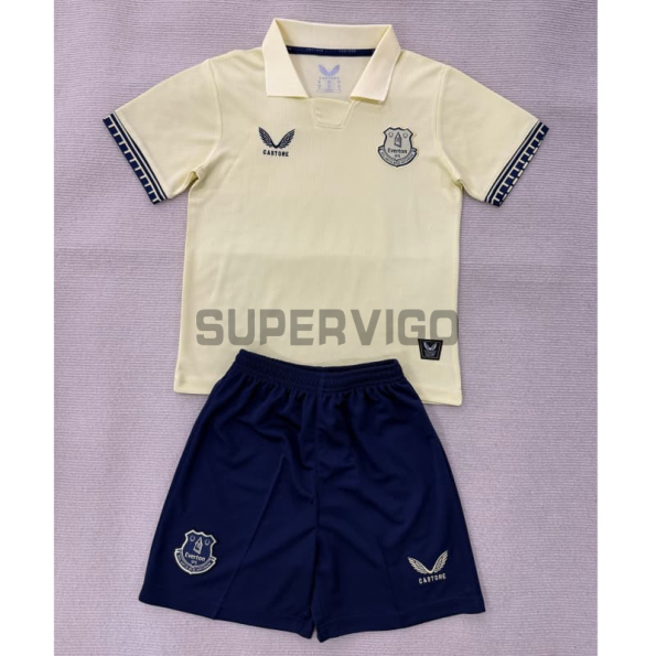 Camiseta Everton FC Segunda Equipación 2025/2026 Beige Niño Kit