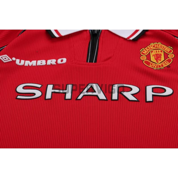 Camiseta Manchester United Primera Equipación Retro 1989/99 ML Rojo Niño Kit