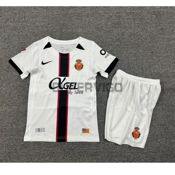 Camiseta RCD Mallorca Segunda Equipación 2025/2026 Blanco Niño Kit con Parche La Liga
