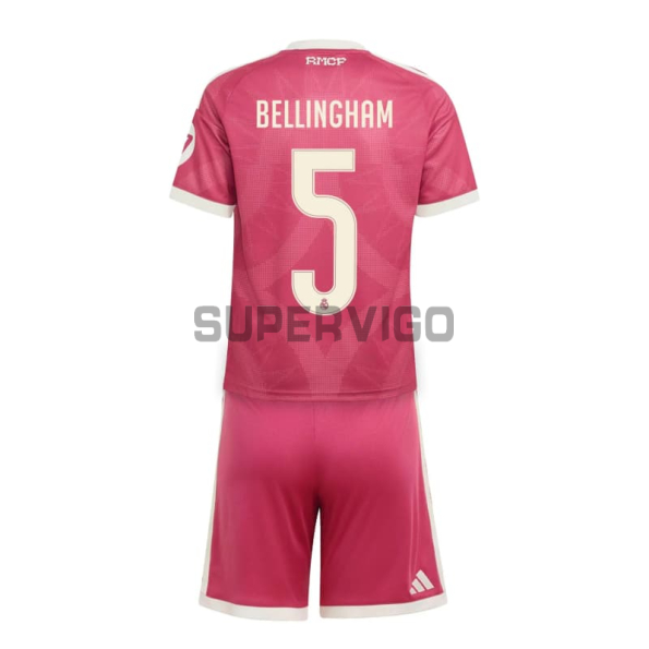 Camiseta BELLINGHAM 5 Real Madrid Tercera Equipación 2026/2027 Rosa Niño Kit con Parche HP