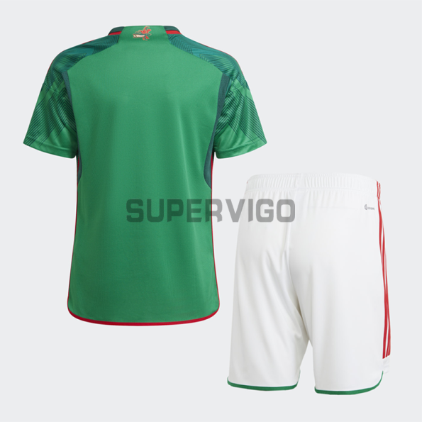 Camiseta México Primera Equipación 2022 Copa Mundial Niño Kit