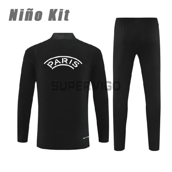 Sudadera De Entrenamiento PSG 2025/2026 Niño Kit Negro/Blanco (EDICIÓN JUGADOR)