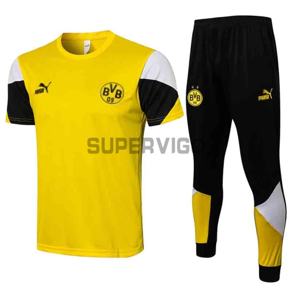 Camiseta De Entrenamiento Dortmund 2021/2022 Amarillo Manga Blanco/Negro