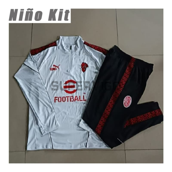 Sudadera De Entrenamiento AC Milan 2025/2026 Niño Kit Blanco/Rojo