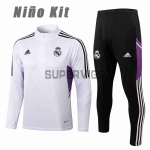 Real Madrid Kid's Sweat Kit (Top+Pants) White/Purple 2022/2023
