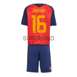 Camiseta Rodrigo 16 España Primera Equipación 2026 Rojo/Azul Niño Kit