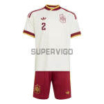 Camiseta Carvajal 2 España Segunda Equipación Mundial 2026 Blanco/Rojo Niño Kit