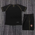 Camiseta Portugal Segunda Equipación Retro 2006 Negro Niño Kit