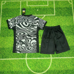 Camiseta de Portero Brasil Hollywood Mundial 2026 Negro/Blanco Niño Kit