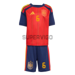 Camiseta Merino 6 España Primera Equipación 2026 Rojo/Azul Niño Kit