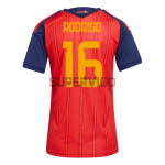 Camiseta Rodrigo 16 España Primera Equipación 2026 Rojo/Azul Mujer