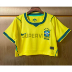 Camiseta Corta Brasil Primera Equipación Mundial 2026 Amarillo Mujer
