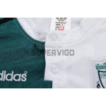 Camiseta Liverpool Segunda Equipación Retro 1995/96 Blanco/Verde Niño Kit