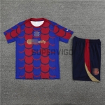 Camiseta Barcelona 2024/2025 Rojo/Azul Pre-Match Niño Kit