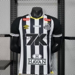 Camiseta Santos FC Segunda Equipación 2025/2026 Negro/Blanco con Publicitario (EDICIÓN JUGADOR)