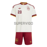 Camiseta Pedri 20 España Segunda Equipación Mundial 2026 Blanco/Rojo Niño Kit
