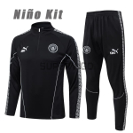Sudadera De Entrenamiento Manchester City 2025/2026 Niño Kit Negro con Estampado en Manga
