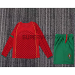 Camiseta Portugal Primera Equipación Retro 2004 ML Rojo/Verde Niño Kit