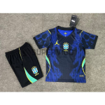 Camiseta Brasil Segunda Equipación Mundial 2026 Azul Niño Kit