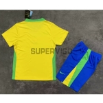 Camiseta Brasil Primera Equipación 2025 Amarillo Niño Kit
