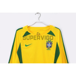Camiseta Brasil Primera Equipación Retro 2002 ML Amarillo