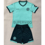 Camiseta Wolverhampton Wanderers Segunda Equipación 2025/2026 Verde Azulado Niño Kit