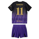 Camiseta RAPHINHA 11 Barcelona Segunda Equipación 2026/2027 Negro/Morado Niño Kit UCL