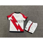 Camiseta Rayo Vallecano Primera Equipación 2025/2026 Blanco/Rojo Niño Kit con Parche La Liga