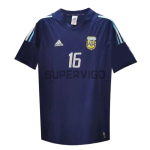 Camiseta Aimar 16 Argentina Segunda Equipación Retro 2002 Azul Marino