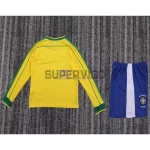 Camiseta Brasil Primera Equipación Retro 1998 ML Amarillo Niño Kit