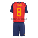 Camiseta Fabián 8 España Primera Equipación 2026 Rojo/Azul Niño Kit
