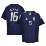 Camiseta Aimar 16 Argentina Segunda Equipación Retro 2002 Azul Marino