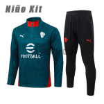 Sudadera De Entrenamiento AC Milan 2025/2026 Niño Kit Verde Oscuro con Estampado