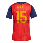 Camiseta Álex B. 15 España Primera Equipación 2026 Rojo/Azul Mujer