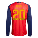 Camiseta Pedri 20 España Primera Equipación 2026 ML Rojo/Azul